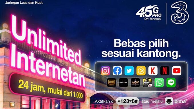 3 Unlimited Internet 1000 Internet Unlimited 3 Indonesia