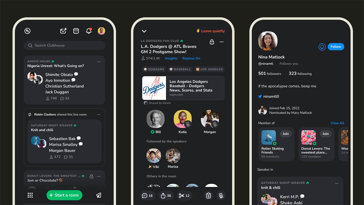 Dark Mode Clubhouse